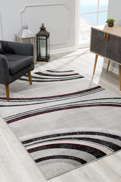 6' x 9' Gray Abstract Dhurrie Polypropylene Area Rug