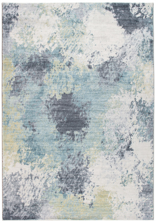 6' x 9' Blue & Ivory Abstract Dhurrie Polyester Area Rug