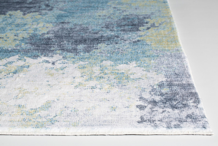 6' x 9' Blue & Ivory Abstract Dhurrie Polyester Area Rug