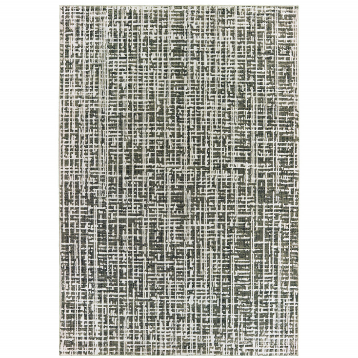 6' x 9' Grey and Ivory Abstract Power Loom Stain Resistant Area Rug