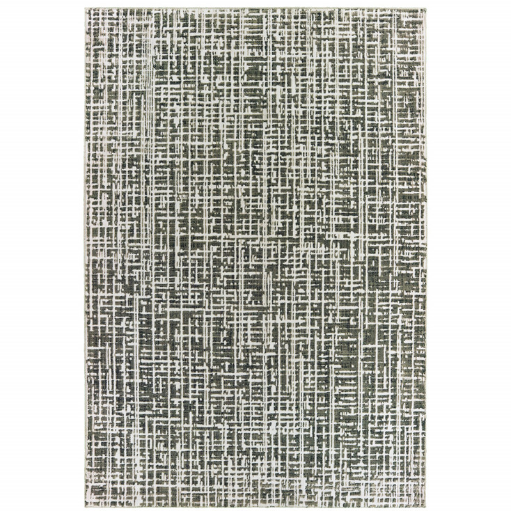 6' x 9' Grey and Ivory Abstract Power Loom Stain Resistant Area Rug