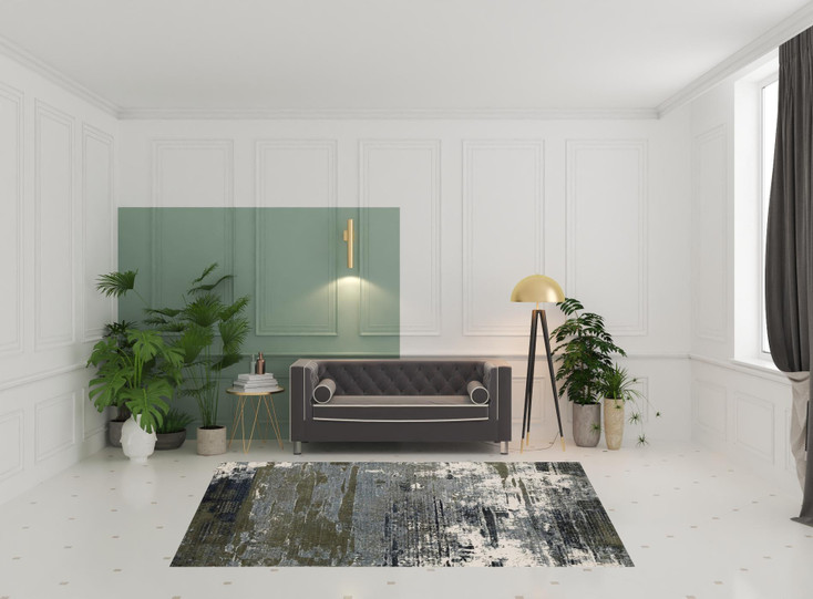 6' x 9' Blue and Green Abstract Power Loom Area Rug