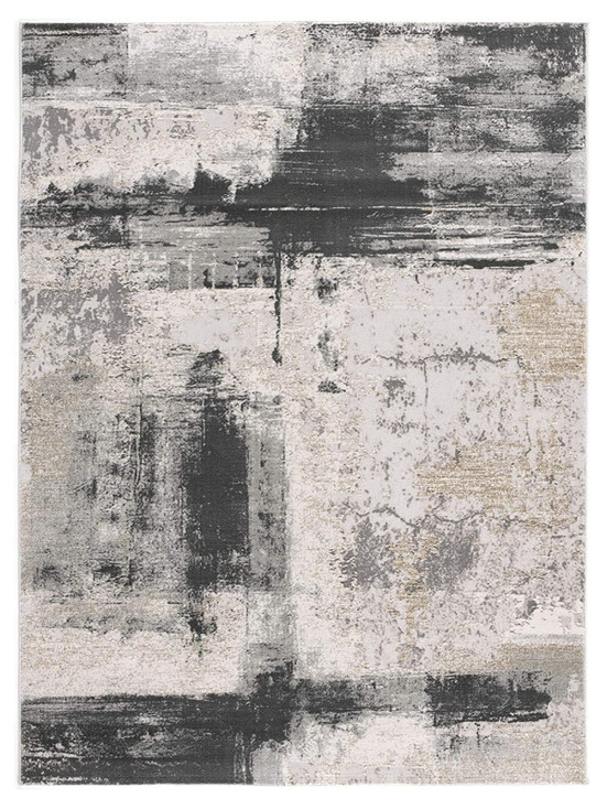6' x 9' Gray & Ivory Abstract Dhurrie Area Rug