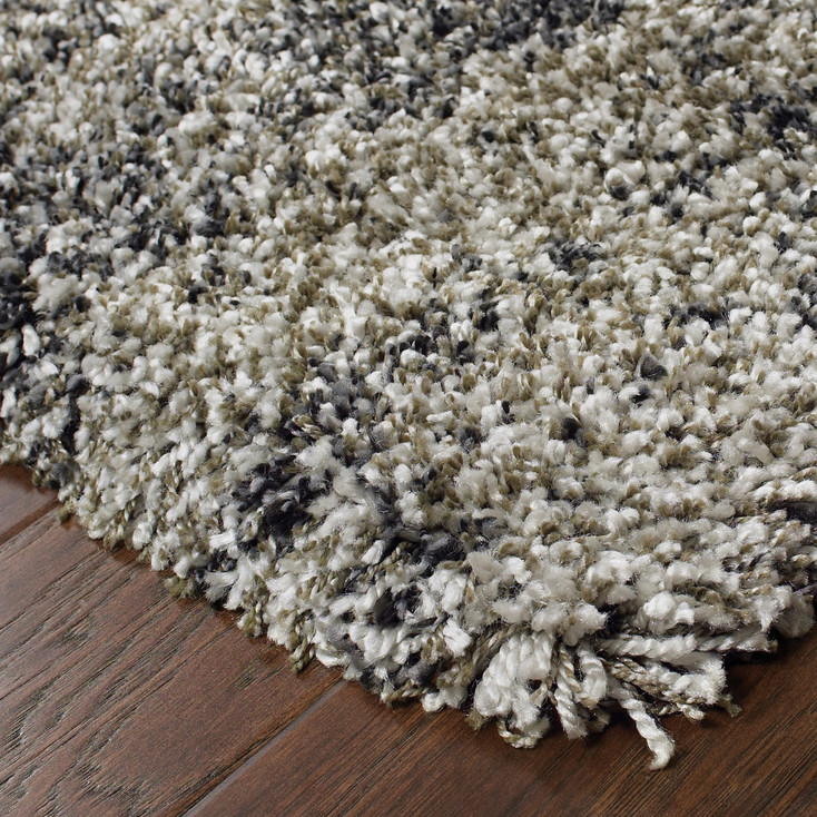 6' x 9' Charcoal Silver & Grey Abstract Shag Power Loom Stain Resistant Area Rug