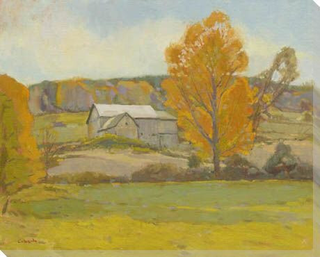 Fall Barn Wrapped Canvas Giclee Print Wall Art