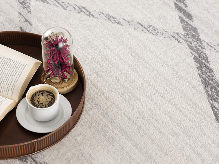6' x 9' Gray Geometric Dhurrie Polypropylene Area Rug