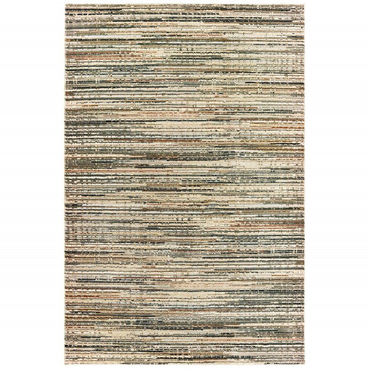 6' x 9' Ivory Sage Abstract Lines Indoor Area Rug