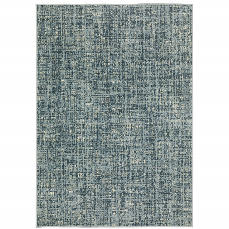 6' x 9' Dark Blue Light Blue Grey Ivory and Beige Abstract Power Loom Area Rug