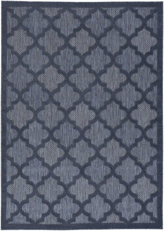 6' x 9' Navy Blue Geometric Flat Weave Area Rug