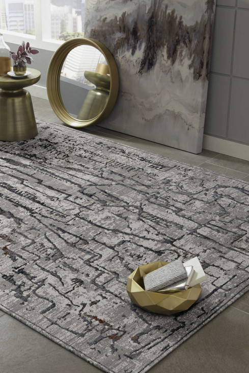 6' x 9' Grey Abstract Design Indoor Area Rug