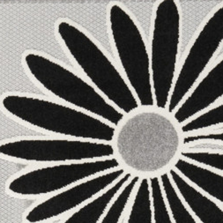 6' x 9' Black and White Floral Stain Resistant Non Skid Area Rug