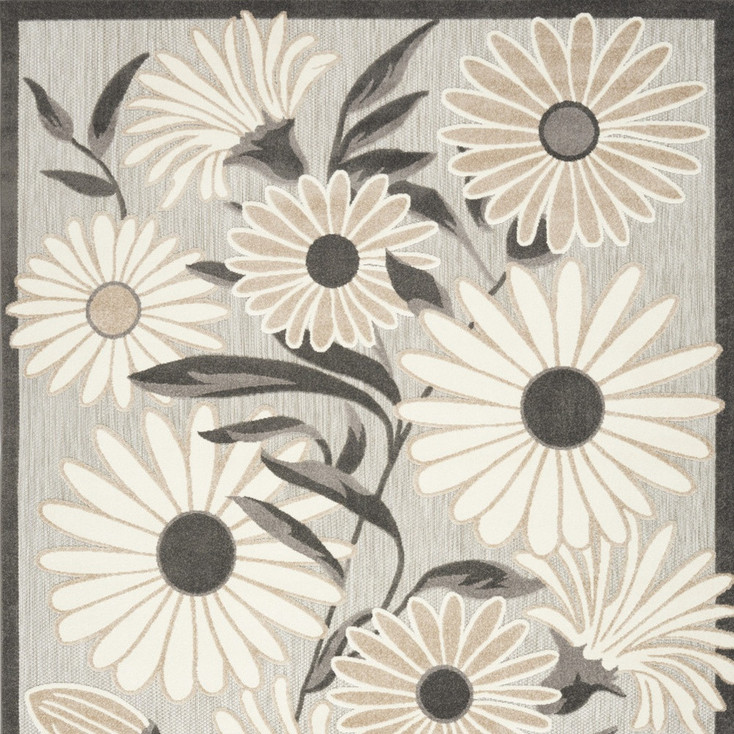 6' x 9' Beige Floral Stain Resistant Non Skid Area Rug