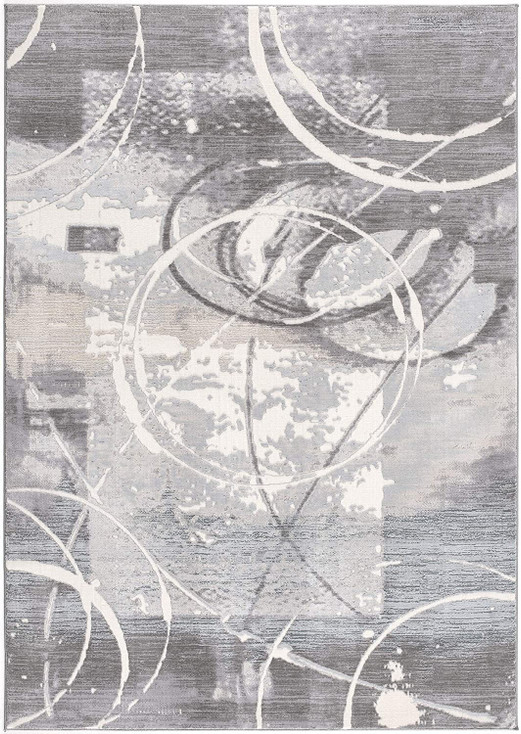 6' x 9' Gray Color Abstract Power Loom Area Rug