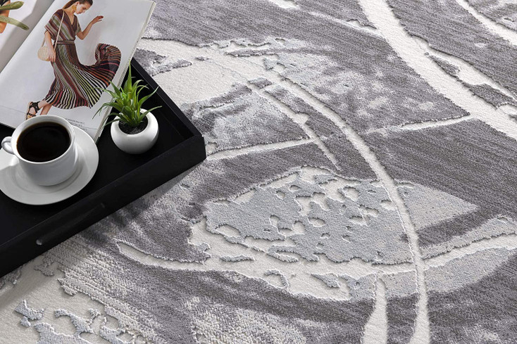 6' x 9' Gray Color Abstract Power Loom Area Rug
