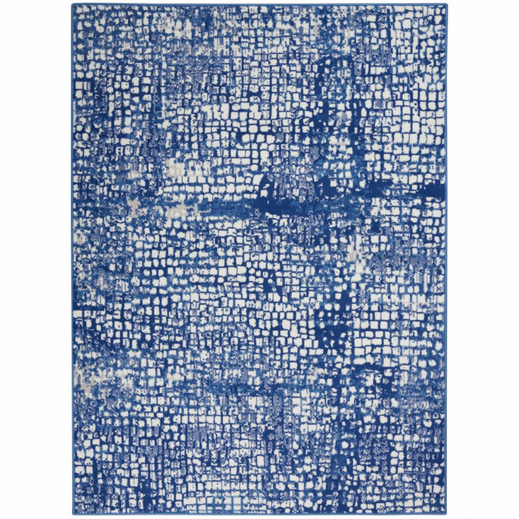 6' x 9' Blue & Ivory Abstract Dhurrie Area Rug