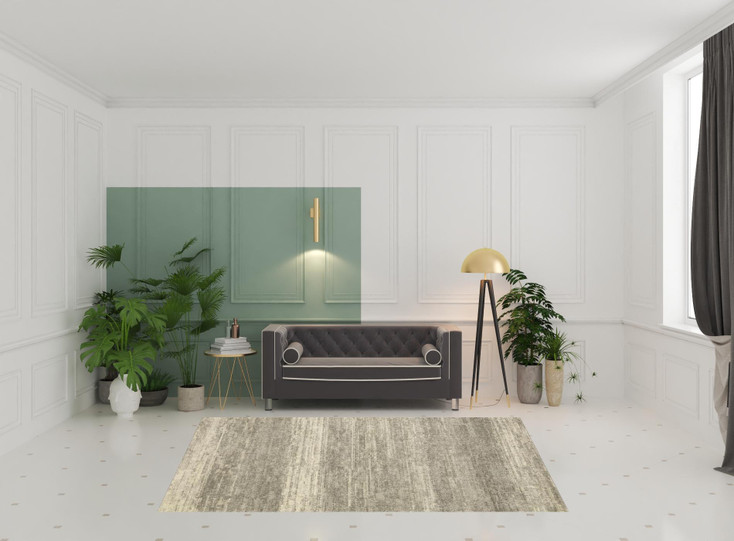 6' x 9' Grey Beige and Tan Abstract Power Loom Stain Resistant Area Rug