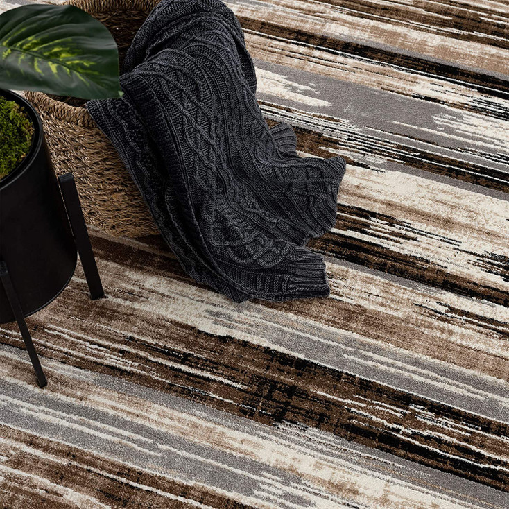 6' x 9' Beige Striped Dhurrie Area Rug
