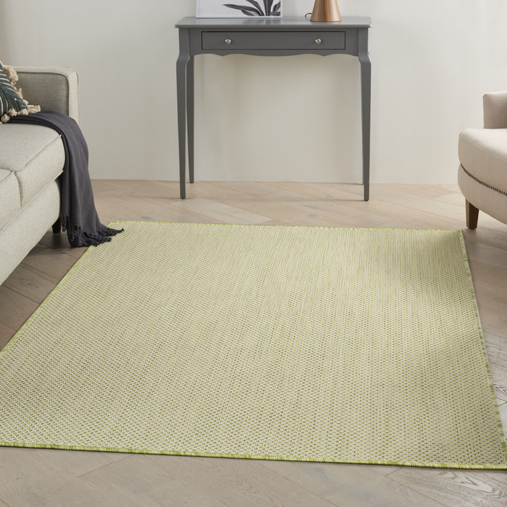 6' x 9' Green Geometric Power Loom Area Rug