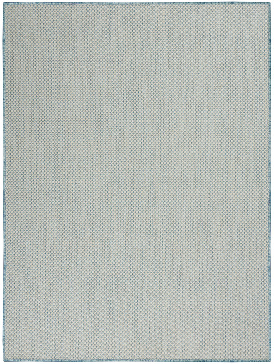 6' x 9' Aqua Geometric Power Loom Area Rug