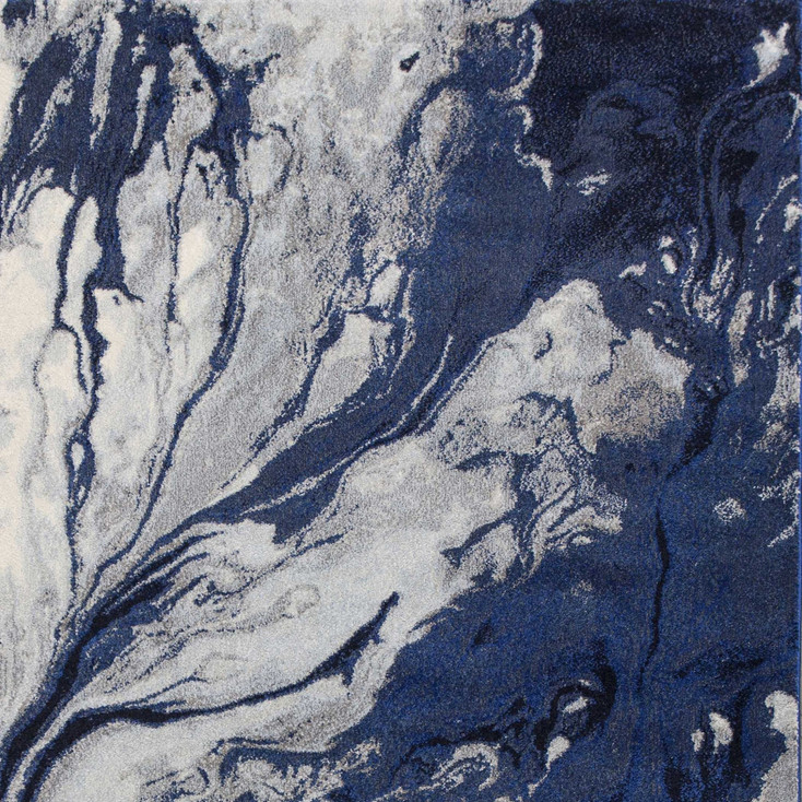 7' x 10' Blue Machine Woven Abstract Watercolor Indoor Area Rug