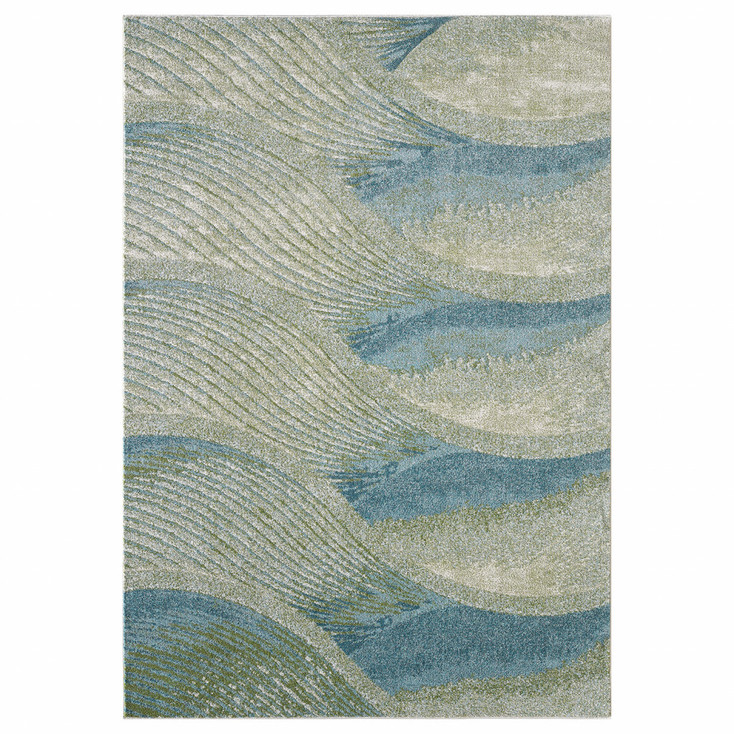 7' x 10' Blue Abstract Dhurrie Area Rug