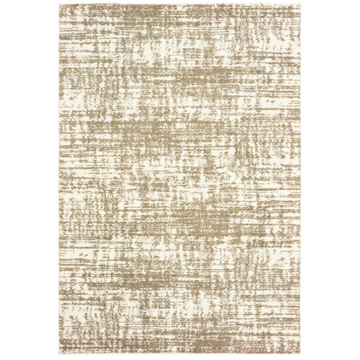 7' x 10' Ivory and Gray Abstract Strokes Area Rug