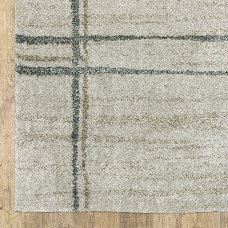 7' x 10' Grey Teal Beige and Tan Geometric Power Loom Area Rug