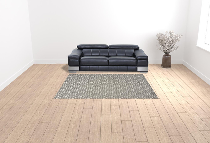 7' x 10' Charcoal Floral Stain Resistant Non Skid Area Rug