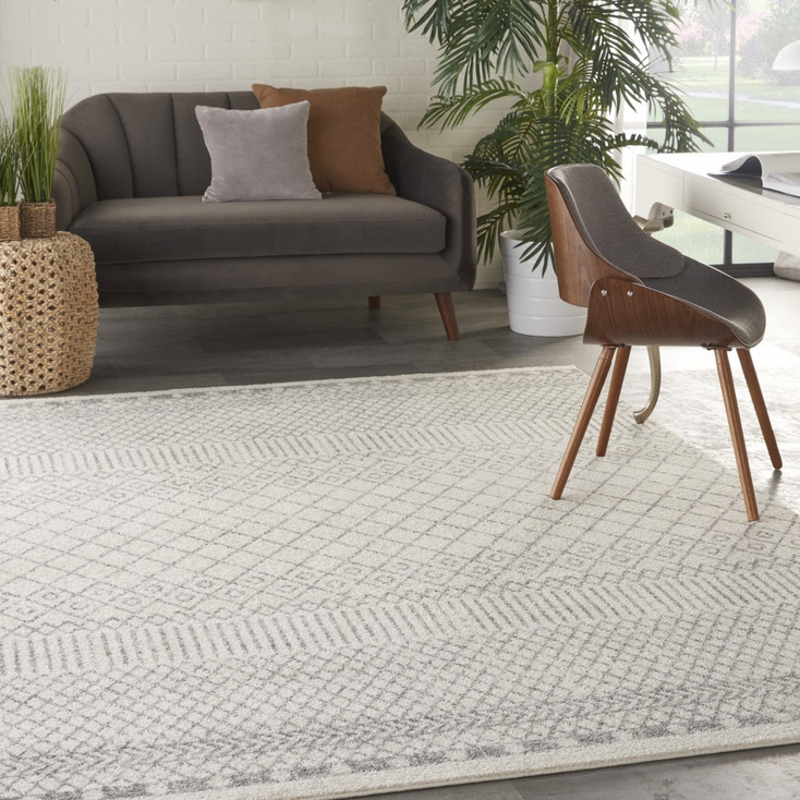 7' x 10' Gray Geometric Power Loom Area Rug