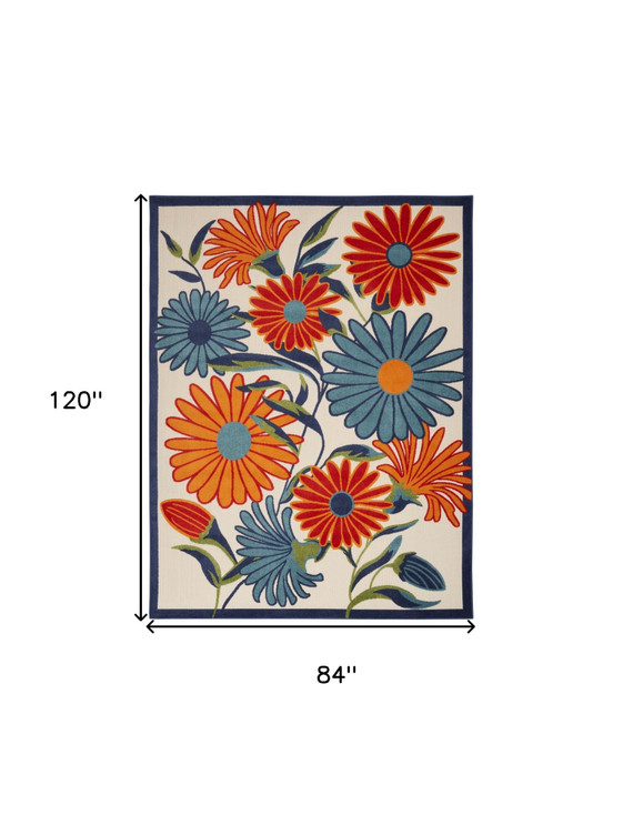 7' x 10' Multicolor Floral Stain Resistant Non Skid Area Rug