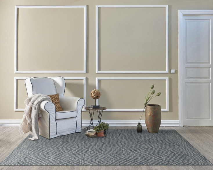 7' x 10' Denim Blue Hand Tufted Space Dyed Geometric Indoor Area Rug