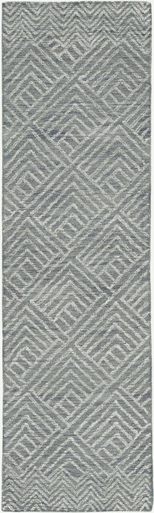 7' x 10' Denim Blue Hand Tufted Space Dyed Geometric Indoor Area Rug