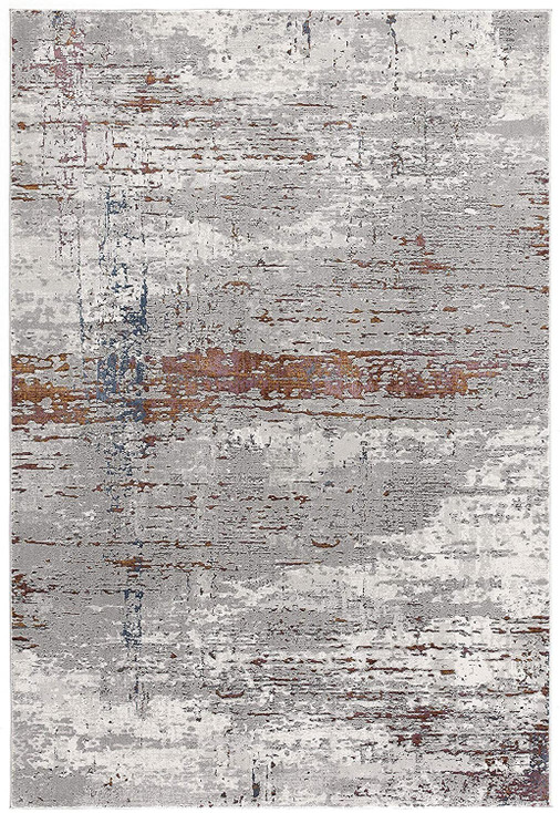 7' x 10' Gray and Brown Abstract Scraped Area Rug