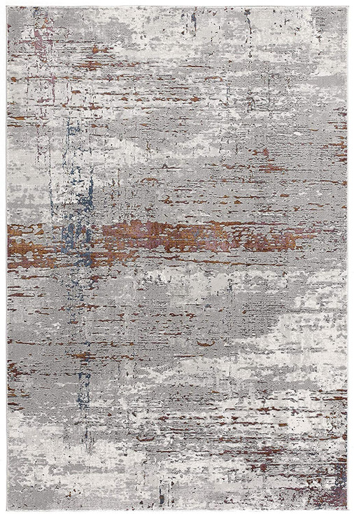 7' x 10' Gray and Brown Abstract Scraped Area Rug