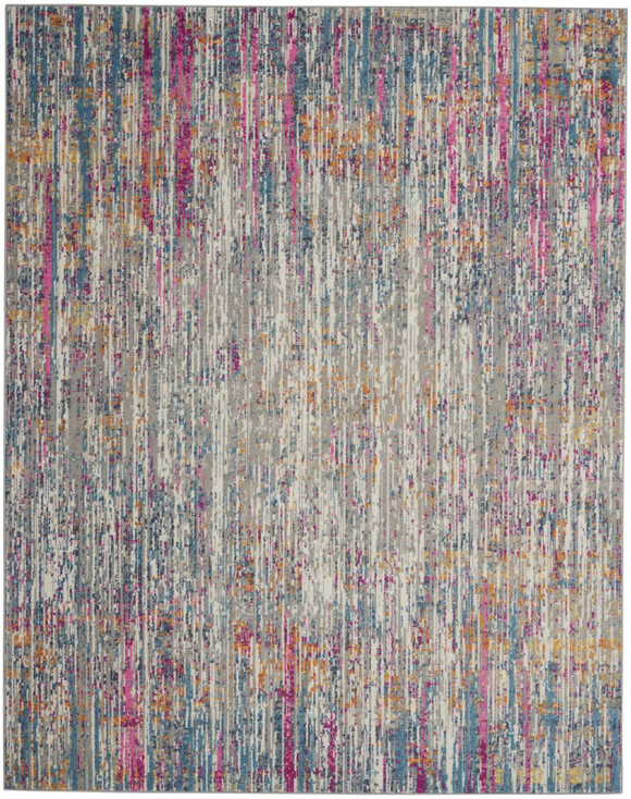 7' x 10' Pink and Ivory Abstract Power Loom Area Rug