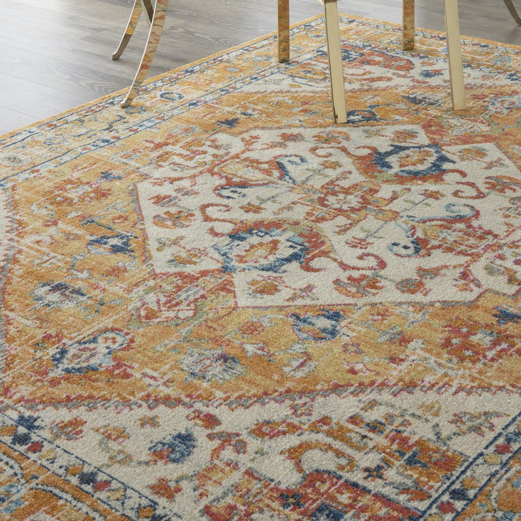 7' x 10' Yellow and Ivory Dhurrie Area Rug
