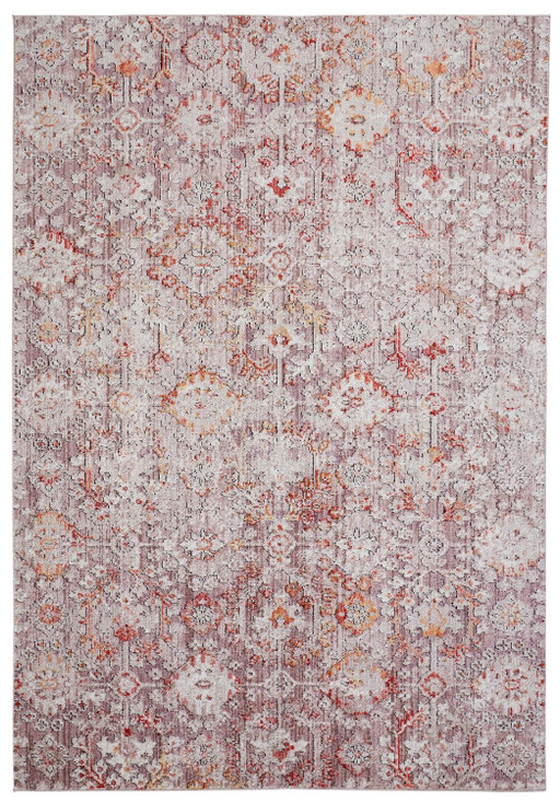 7' x 10' Pink Ivory and Gray Abstract Stain Resistant Area Rug
