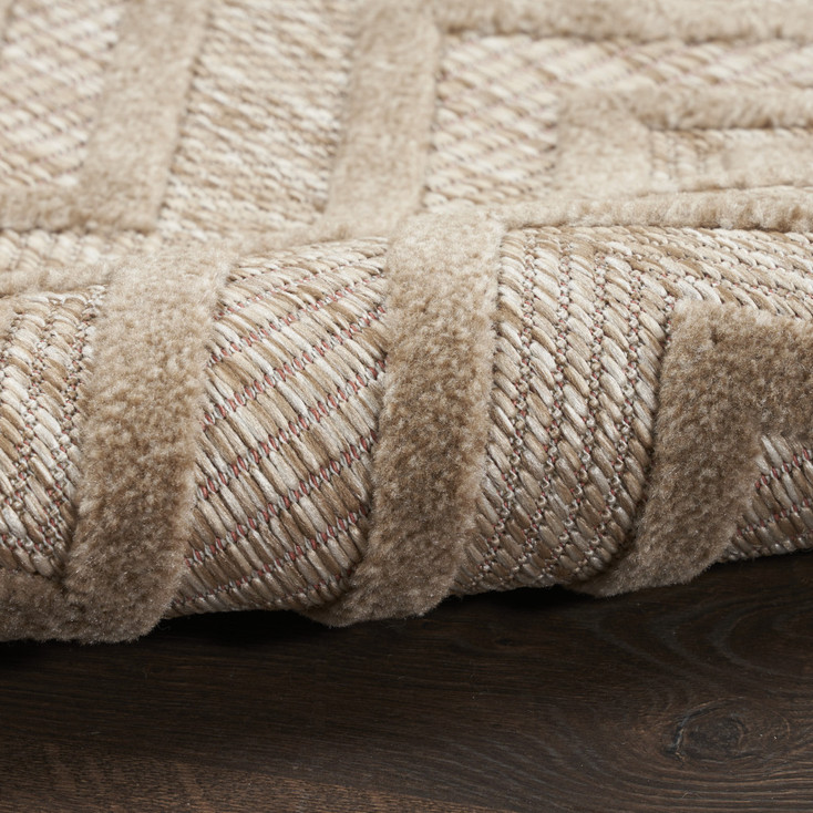 7' x 10' Beige Geometric Flat Weave Area Rug