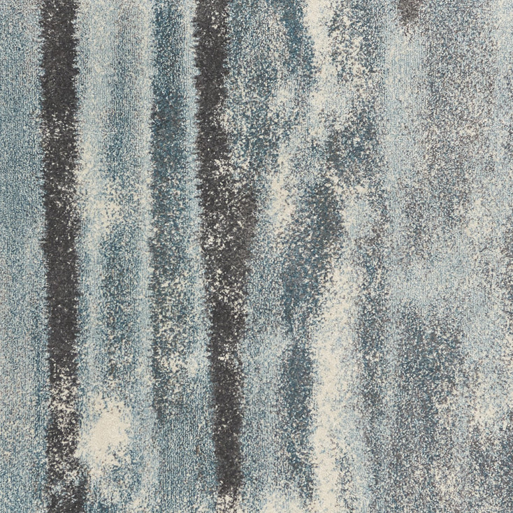 7' x 10' Teal Blue Machine Woven Abstract Stripes Indoor Area Rug