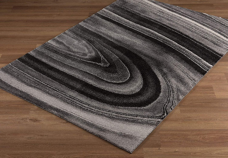 7' x 10' Dark Gray Abstract Illusional Area Rug