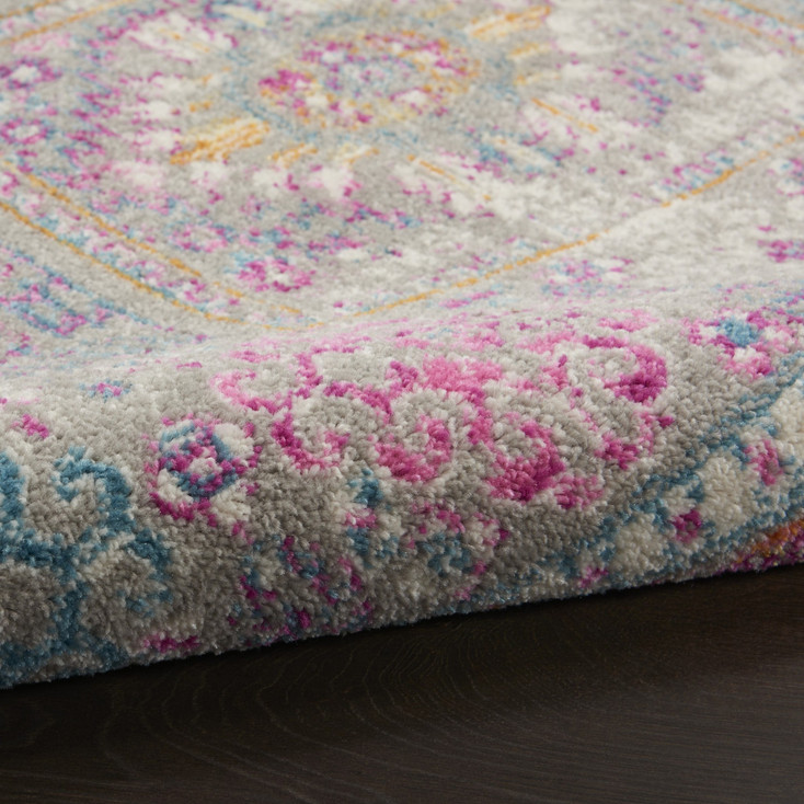 7' x 10' Pink and Gray Abstract Power Loom Area Rug