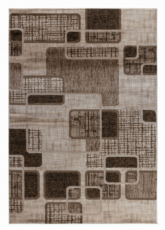 7' x 10' Brown Geometric Rectangle Polypropylene Area Rug