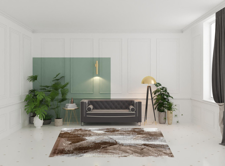 7' x 10' Brown Abstract Polypropylene Area Rug