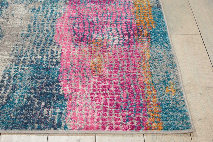 7' x 10' Pink and Blue Abstract Power Loom Area Rug