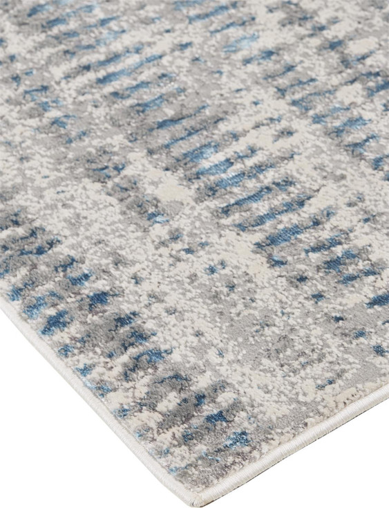 7' x 10' Blue Gray and Ivory Abstract Stain Resistant Area Rug