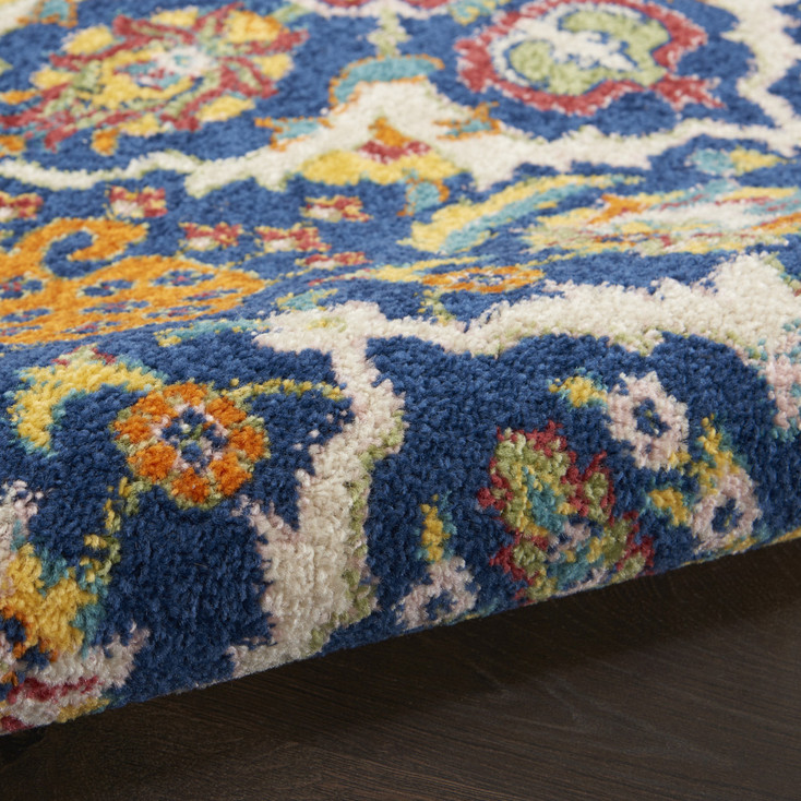 7' x 10' Blue Floral Power Loom Area Rug