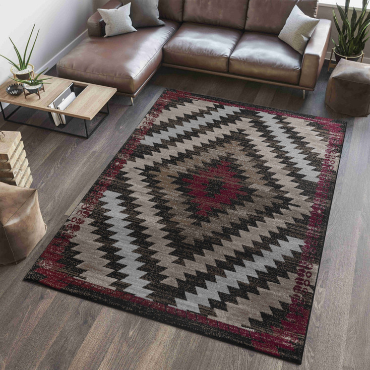 7' x 10' Brown Geometric Area Rug