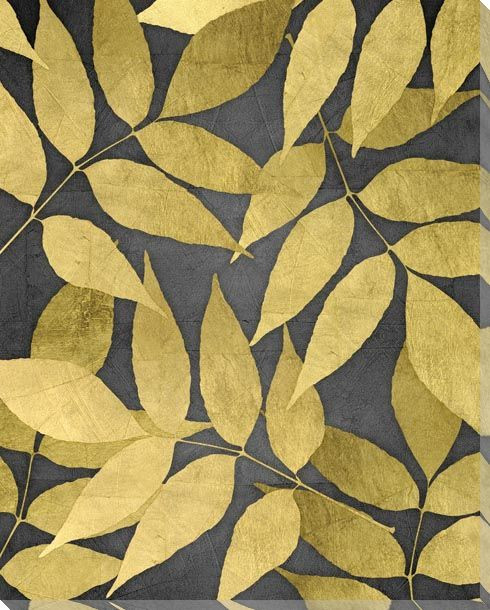 Overlapping Leaves Night 2 Wrapped Canvas Giclee Art Print Wall Art