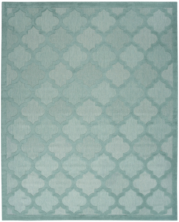 7' x 10' Aqua Geometric Flat Weave Area Rug