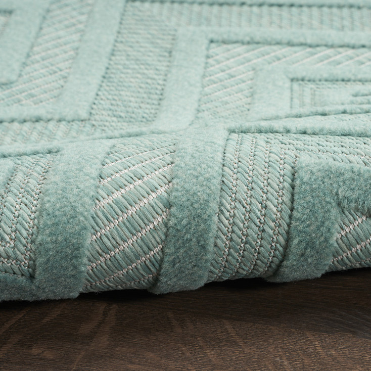 7' x 10' Aqua Geometric Flat Weave Polypropylene Area Rug